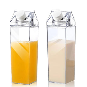 Eikovia 17oz Milk Carton Water Bottle Clear Milk Bottles Transparent Drinking Cup Reusable Box Shaped Container Juice Tea Jug for Travelling Sports Camping Outdoor Activities