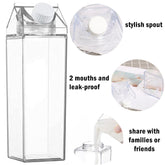 Eikovia 17oz Milk Carton Water Bottle Clear Milk Bottles Transparent Drinking Cup Reusable Box Shaped Container Juice Tea Jug for Travelling Sports Camping Outdoor Activities