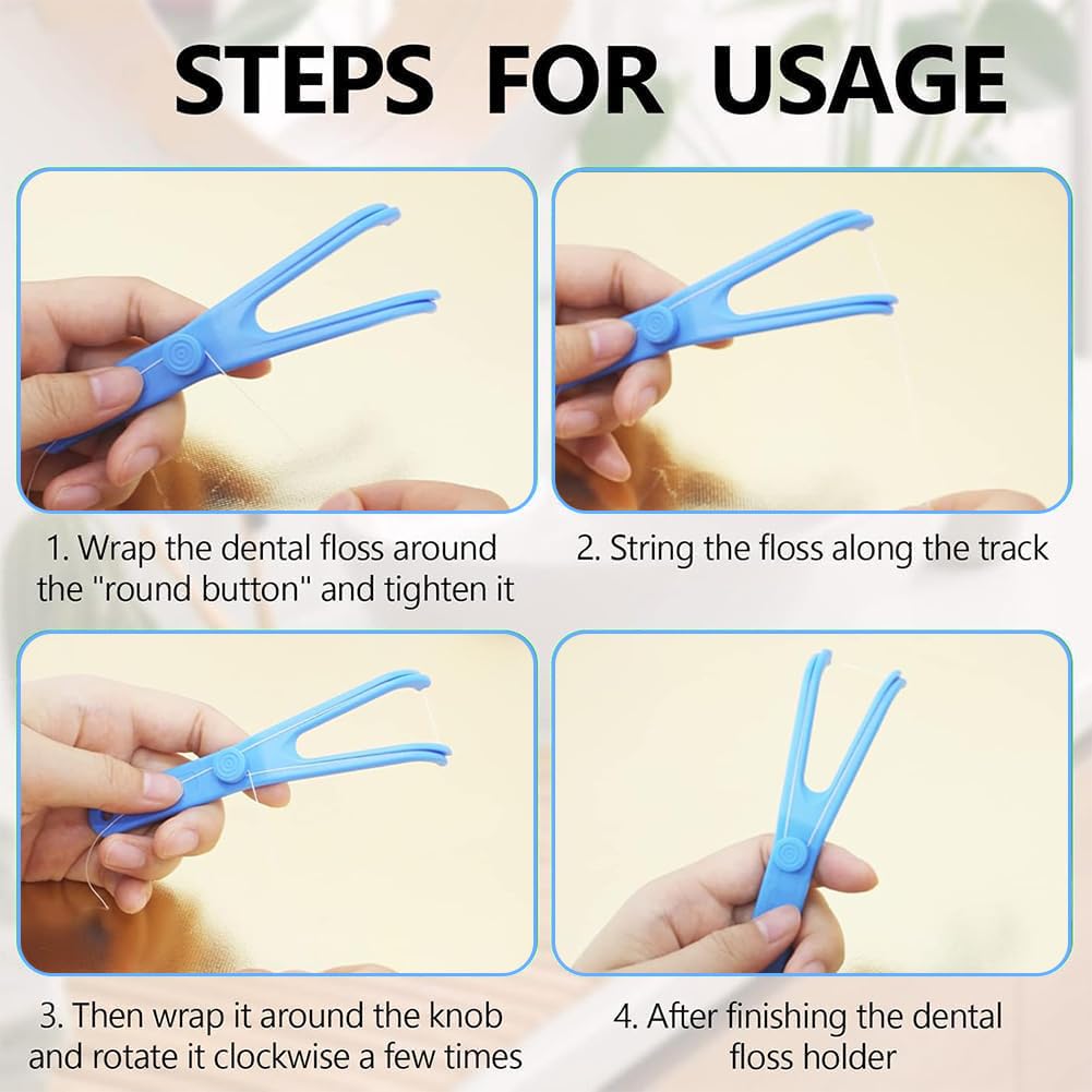 10 PCS Dental Floss Holder Reusable Dental Floss Refill Heads Floss Handle Holder Bulk Unflavored Interdental Toothpick Flosser for Adult and Kid Teeth Clearing