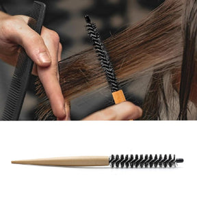 2 Styles Small Round Hair Brush Mini Round Wood Brush Roller Quiff Hair Combs Nylon Hairdressing Brushes Styling Volume Hairbrush for Men and Women Short Thin Curly Hair